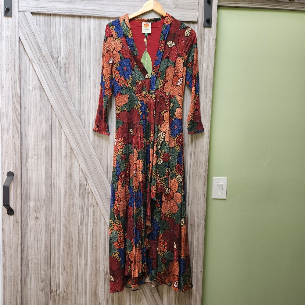 Farm Rio Black Stitched Flowers Maxi Dress - Picture 3 of 16